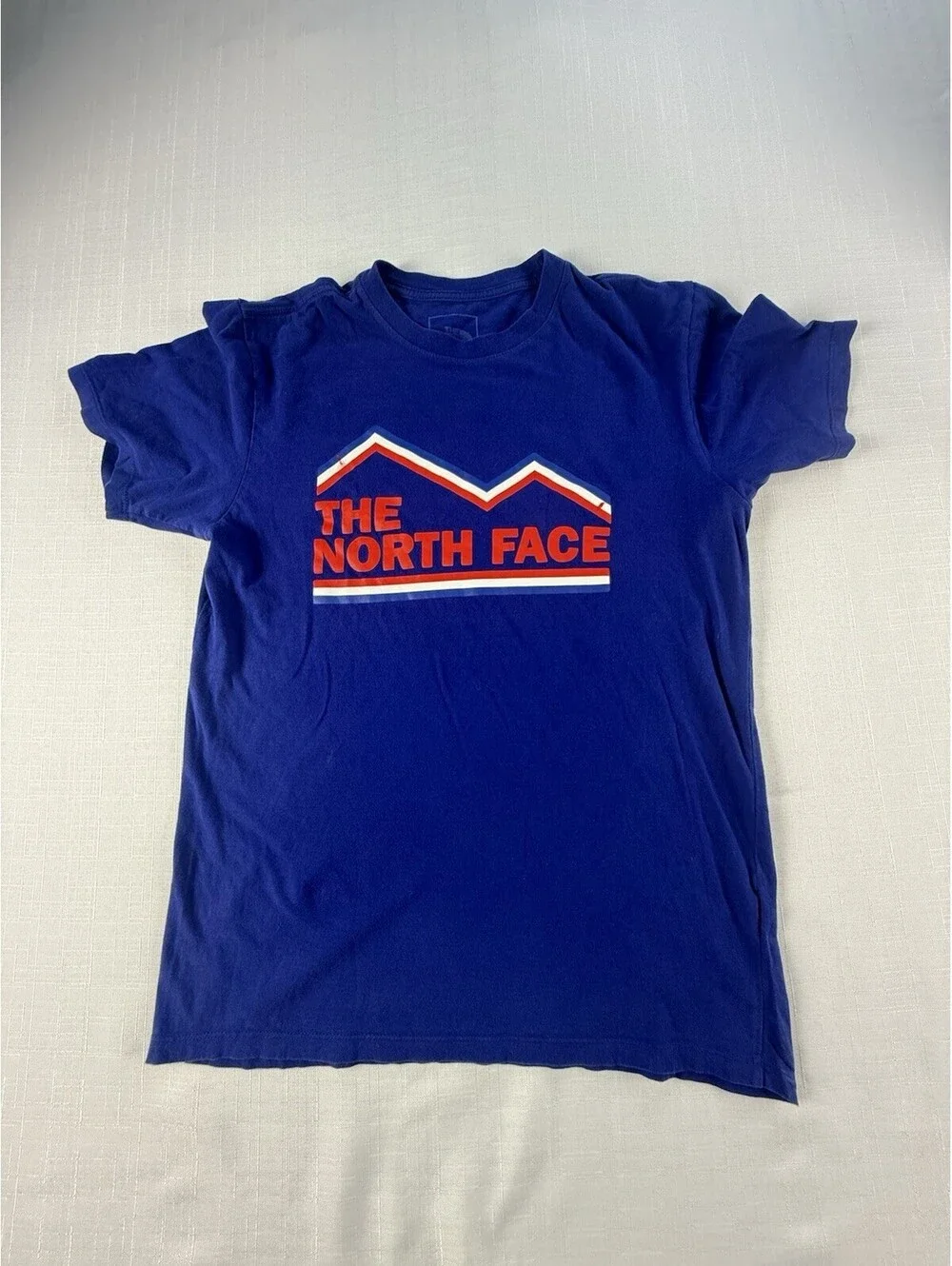 The North Face Graphic Logo T Shirt Men’s Small Blue Red Short Sleeve Cotton Tee